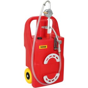 VEVOR Fuel Caddy, 25 Gallon, Portable Fuel Storage Tank On-Wheels, with Manuel Transfer Pump, Gasoline Diesel Fuel Container for Cars, Lawn Mowers